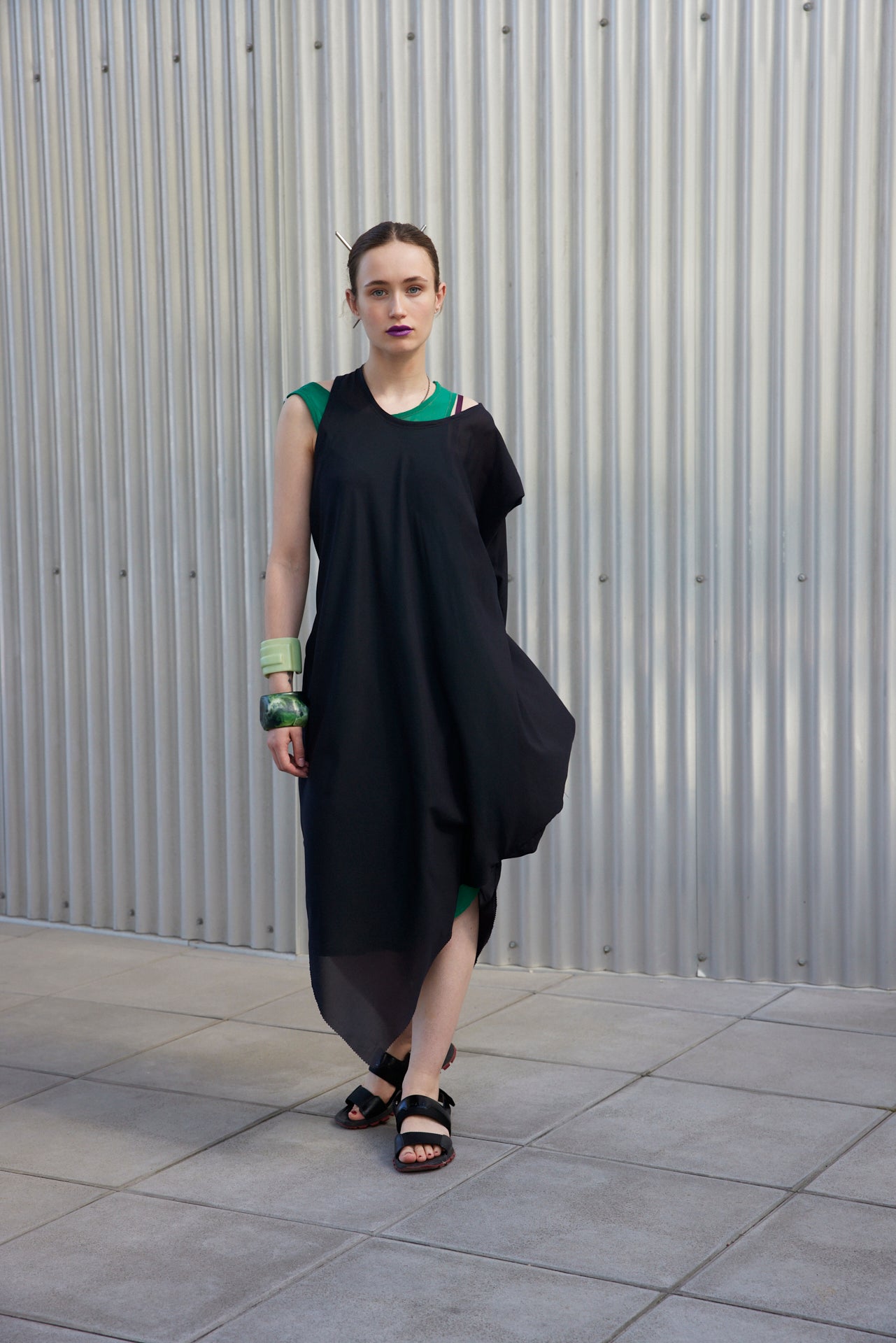 Black draped tunique dress